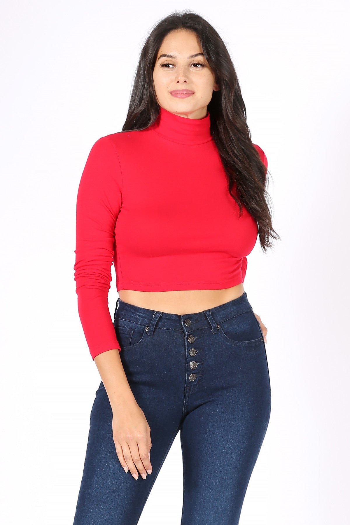 Long Sleeve Cropped Turtle Neck T-Shirt