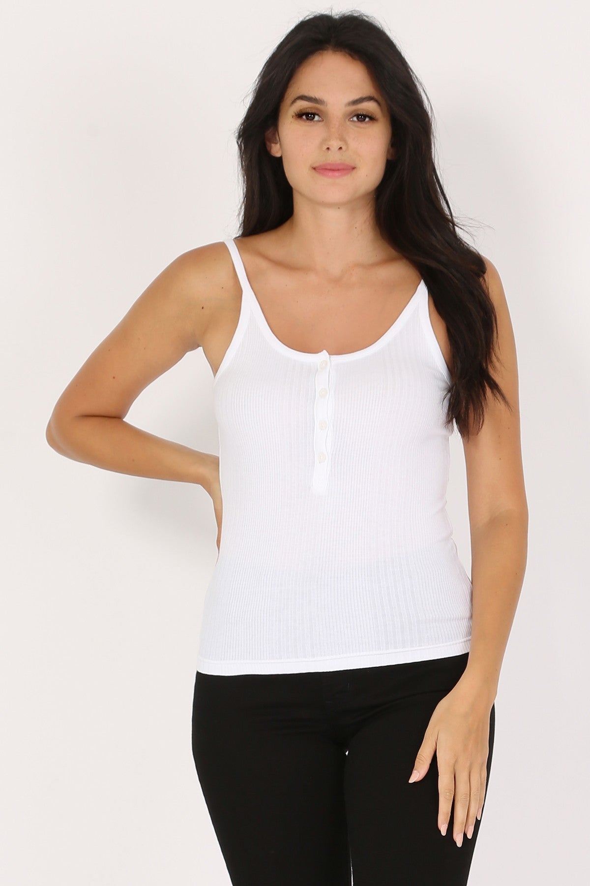 Variegated Rib Button Up Tank Top