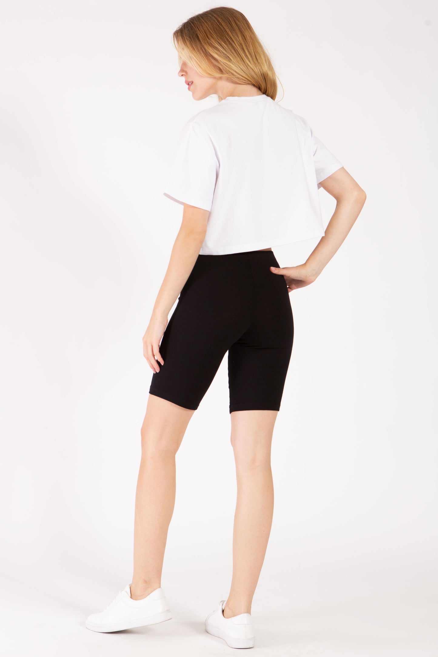 High Waist Long Biker Shorts (Plus Size)