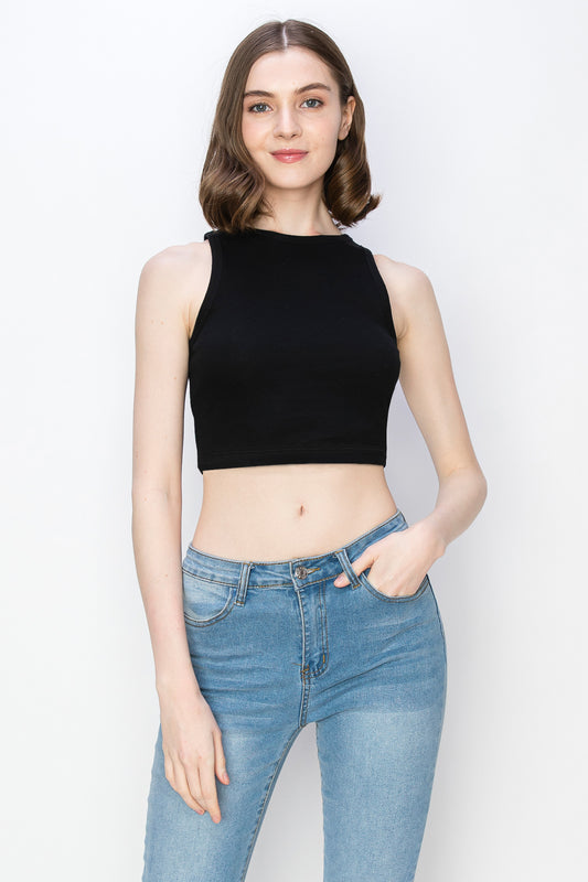 Cropped High Neck Tank Top