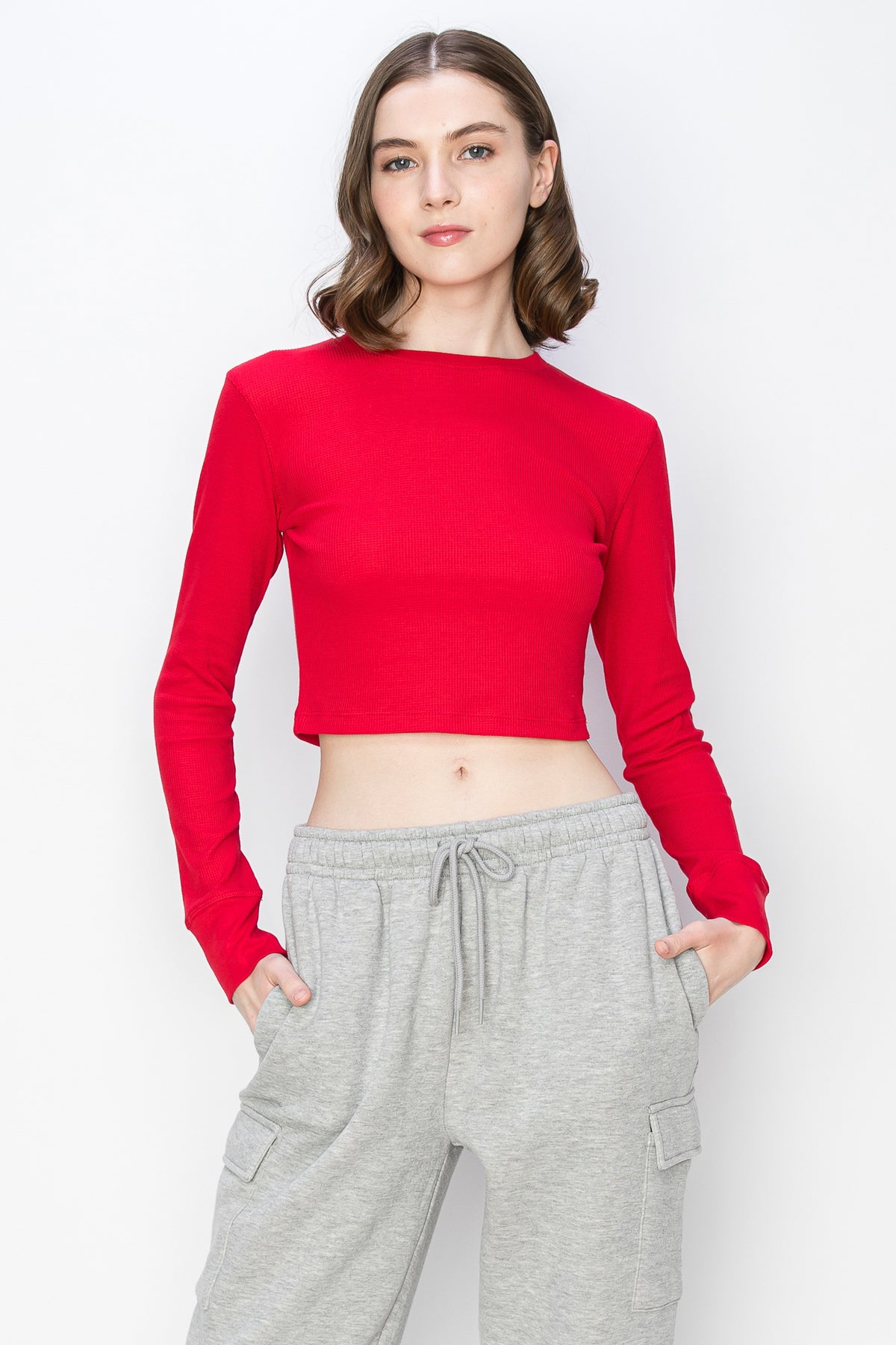 Long Sleeve Cropped Thermal Top
