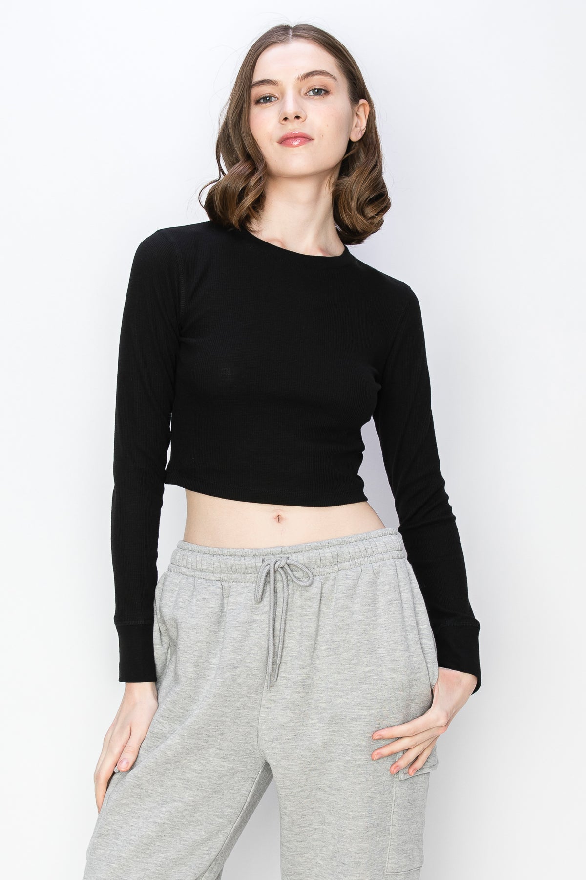 Long Sleeve Cropped Thermal Top