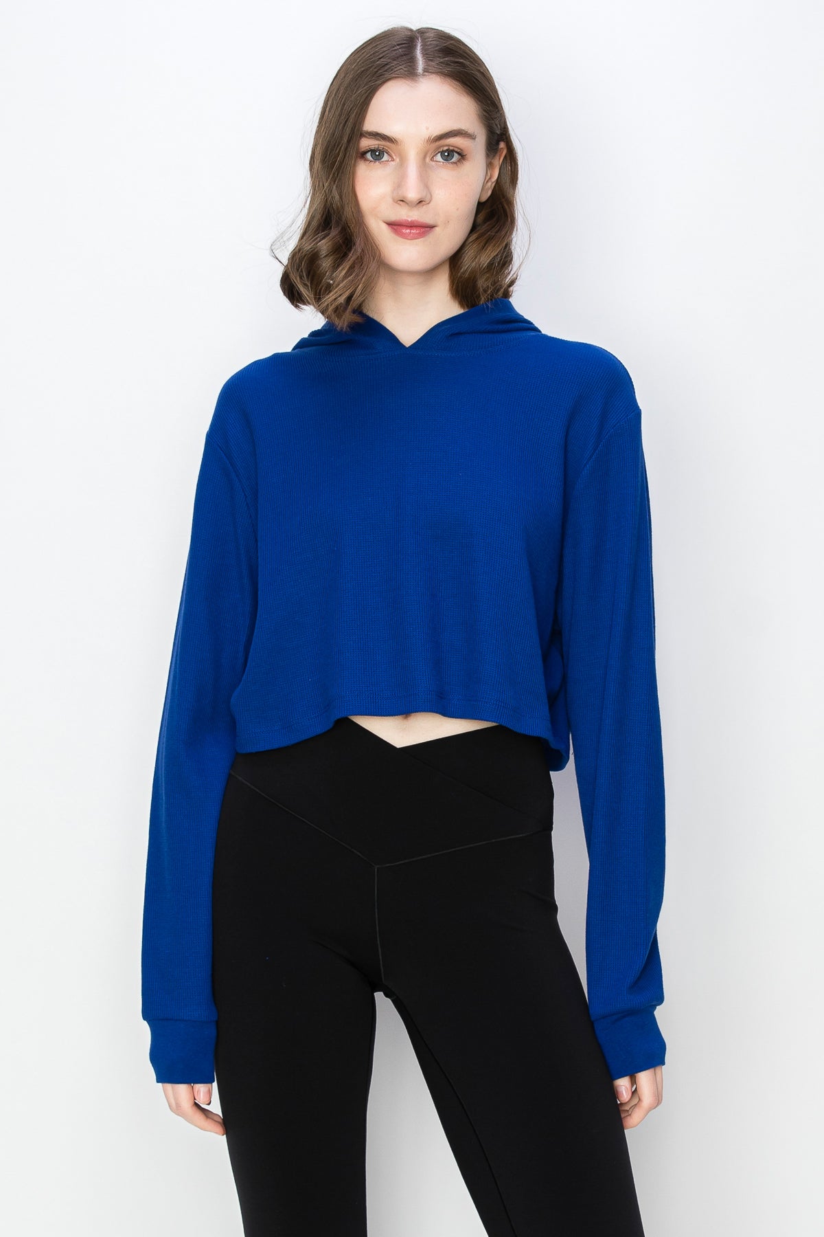Cropped Thermal Pullover Hoodie