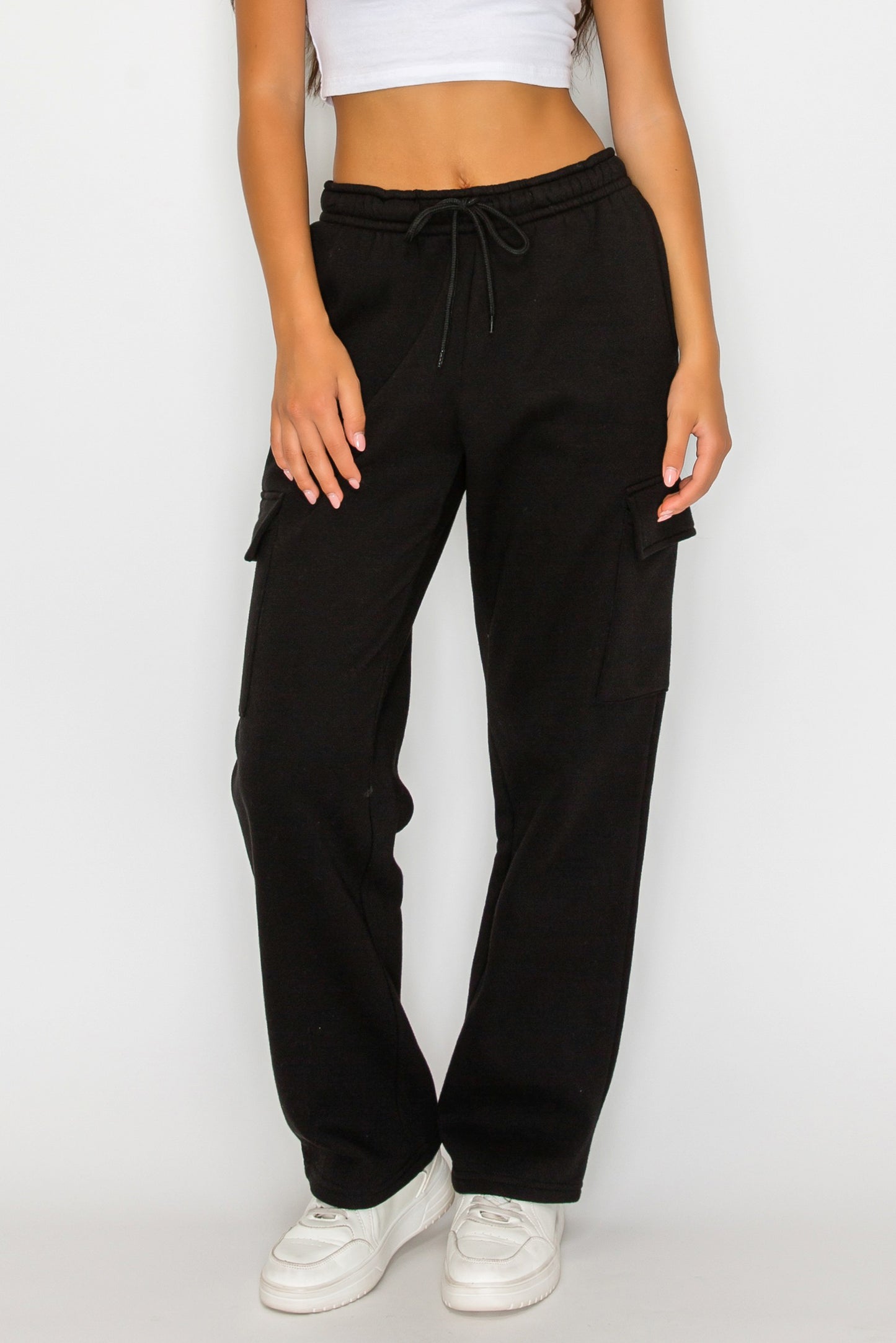 Straight Leg Fleece Cargo Sweatpants
