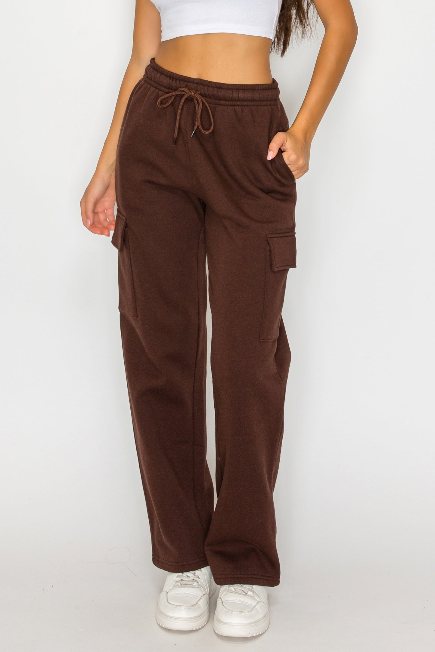 Straight Leg Fleece Cargo Sweatpants