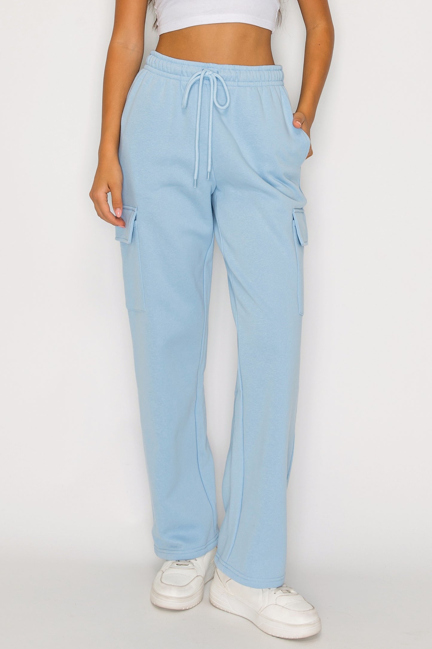 Straight Leg Fleece Cargo Sweatpants