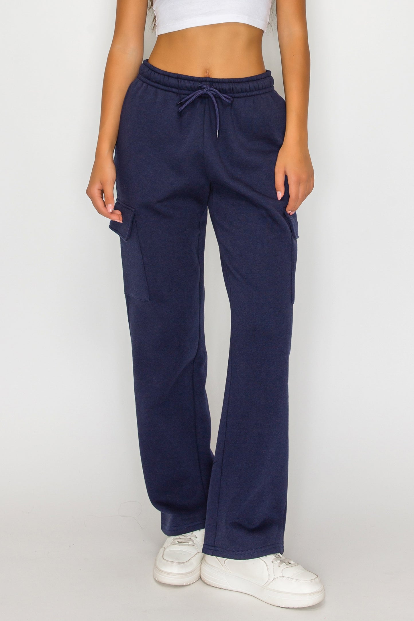 Straight Leg Fleece Cargo Sweatpants