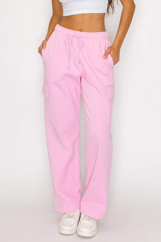 Straight Leg Fleece Cargo Sweatpants