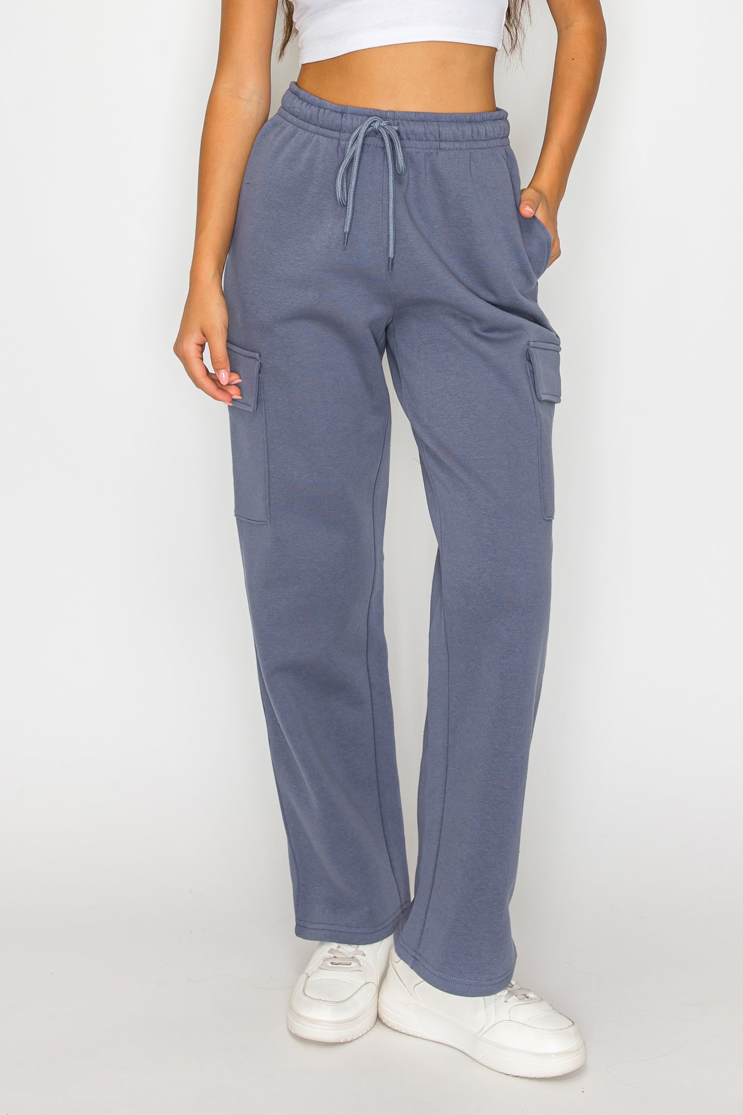 Straight Leg Fleece Cargo Sweatpants