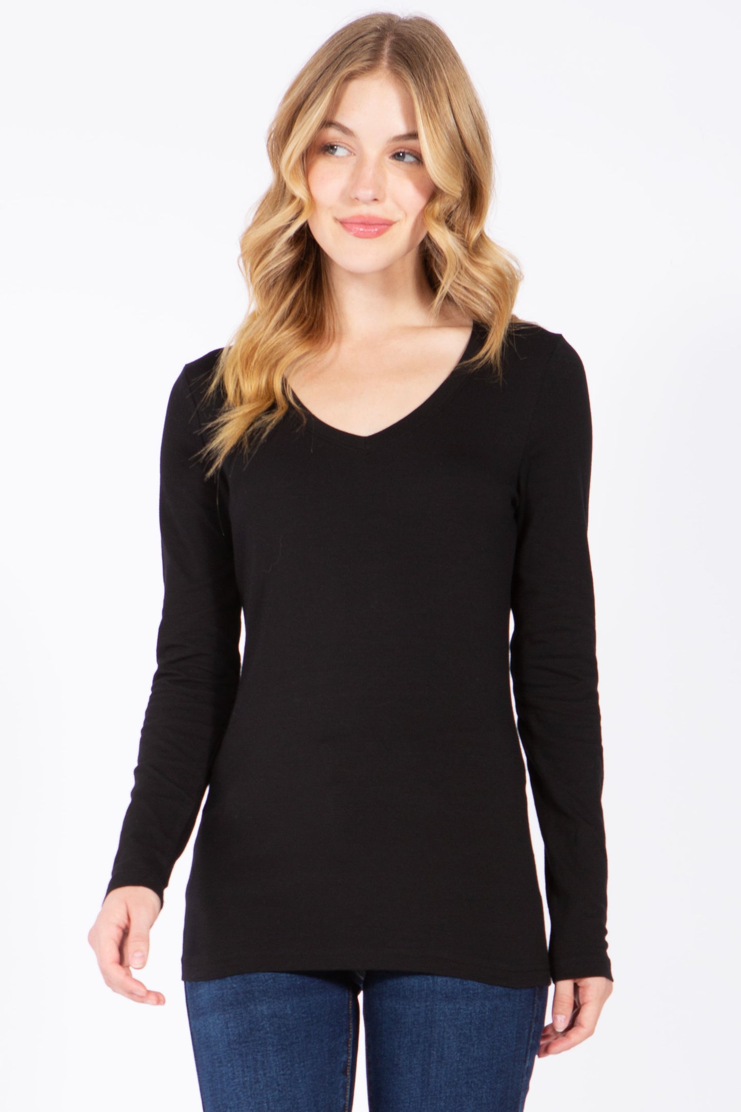 Basic Long Sleeve V-Neck Tee