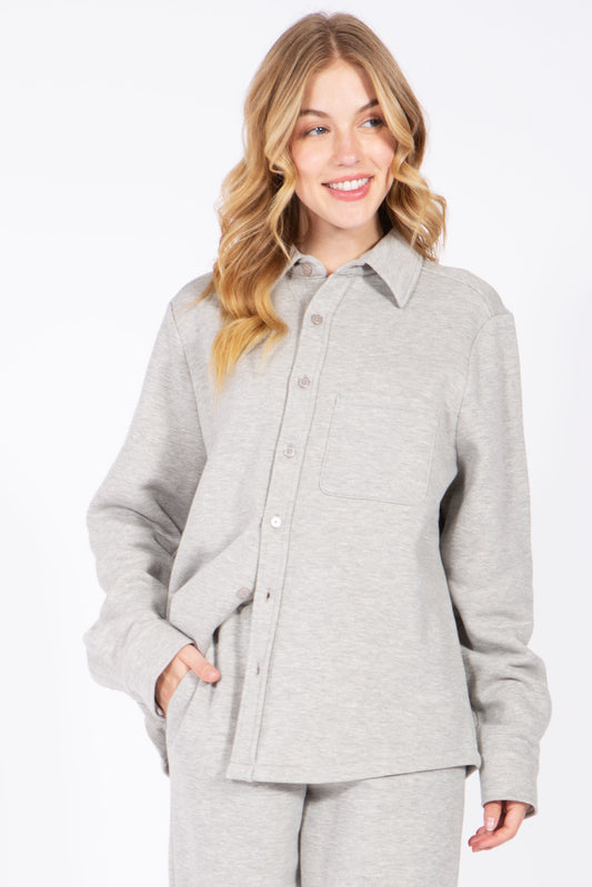 Button Up Fleece Shirt Jacket