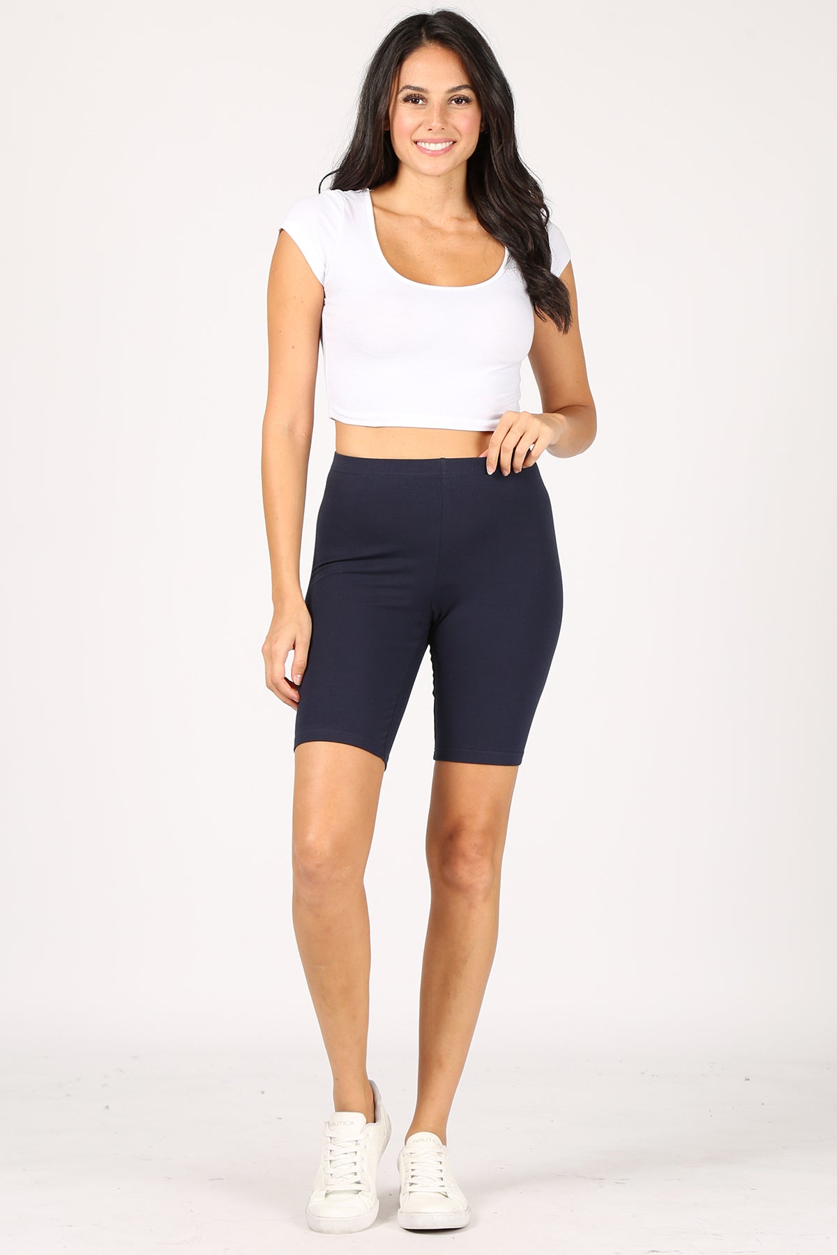 High Waist Long Biker Shorts (Plus Size)