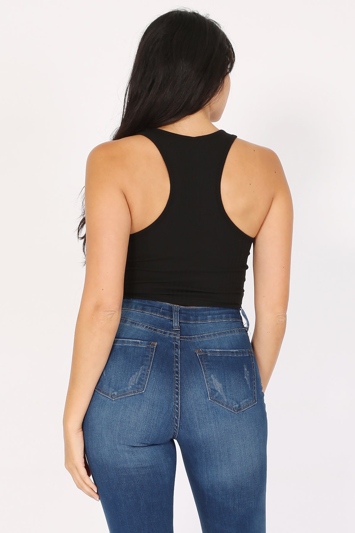 Variegated Rib Crop Henley Tank Top
