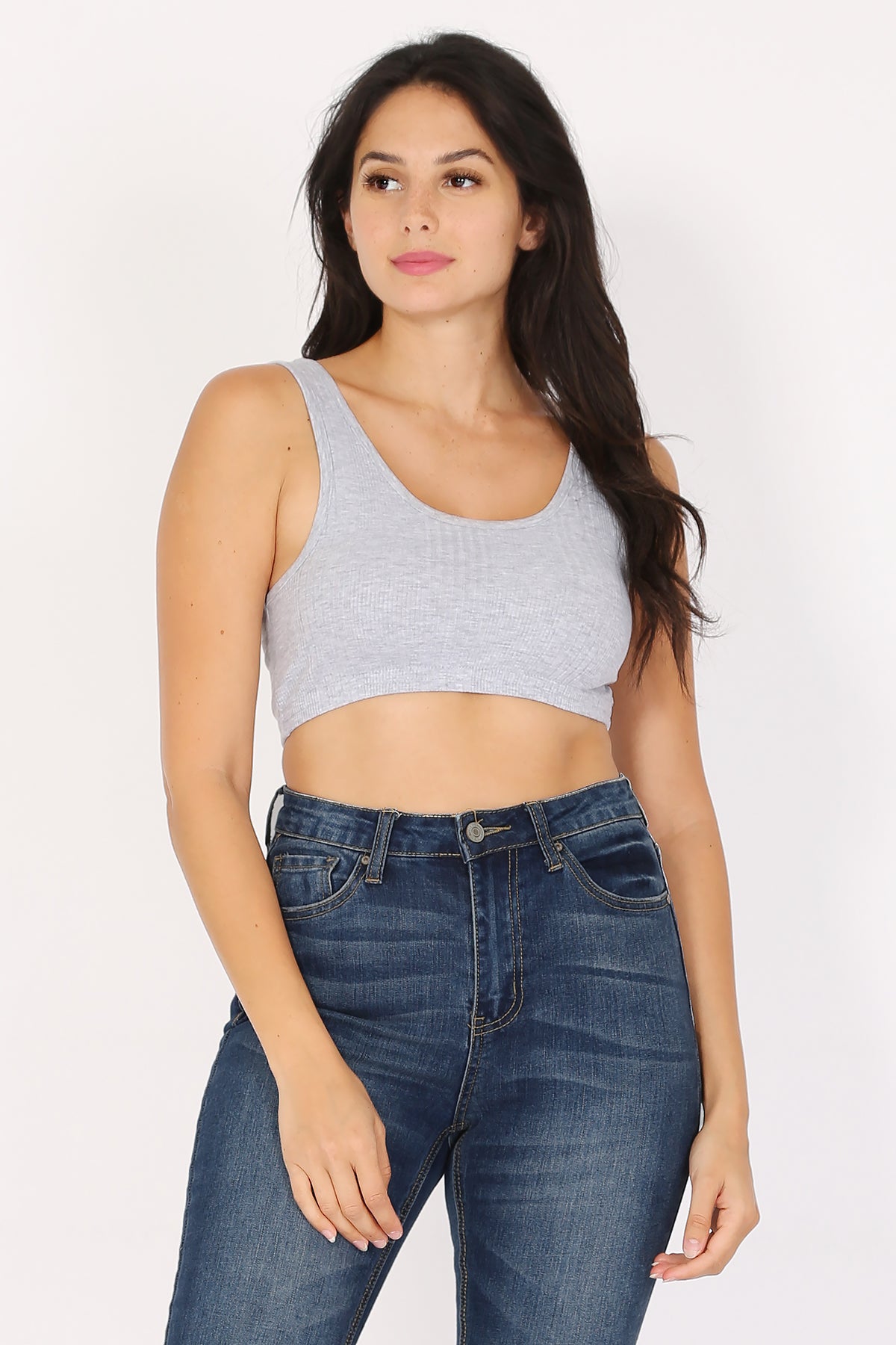 Variegated Rib Crop Bra Tank Top