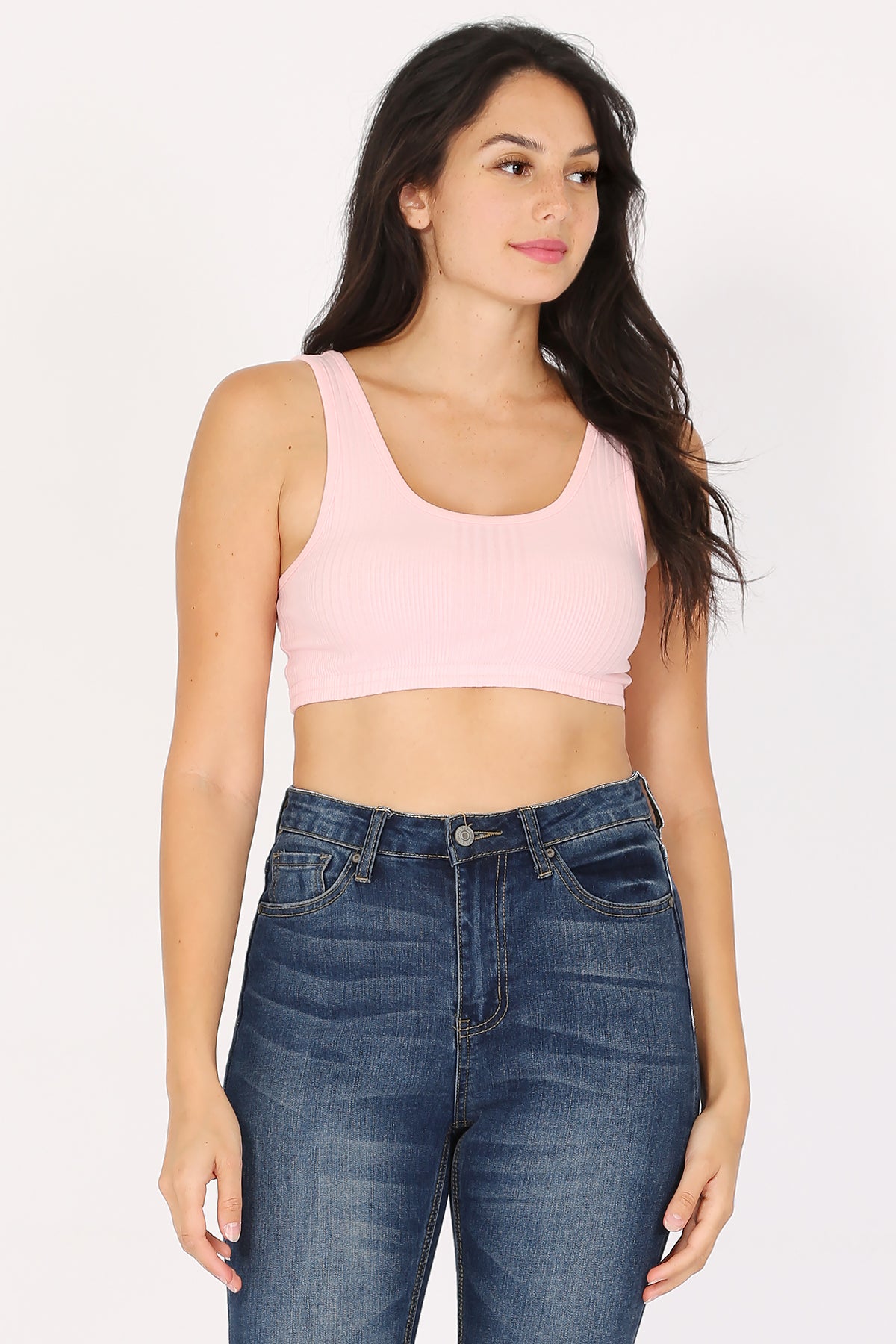 Variegated Rib Crop Bra Tank Top
