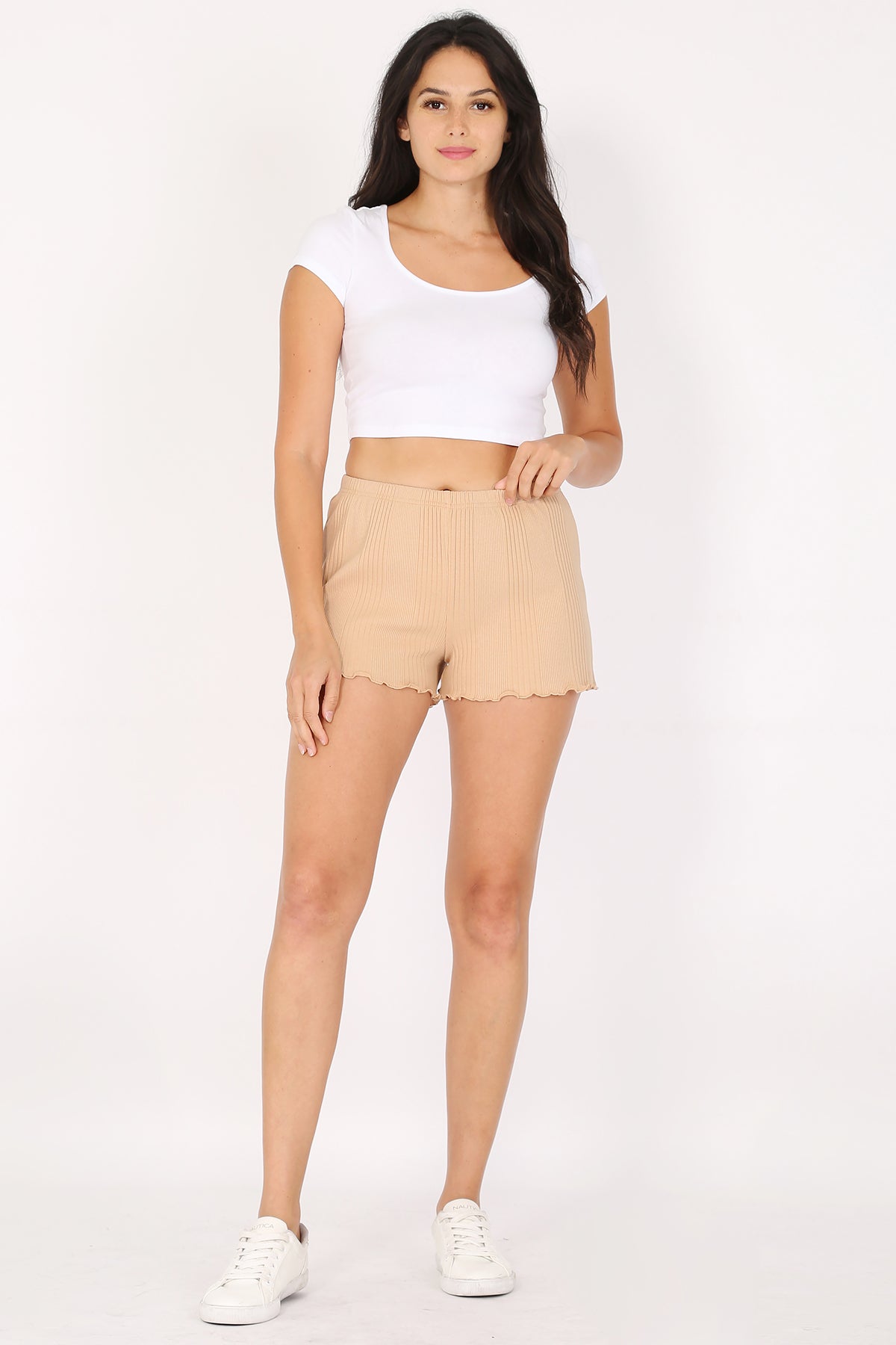 Variegated Rib Lettuce Edge Shorts