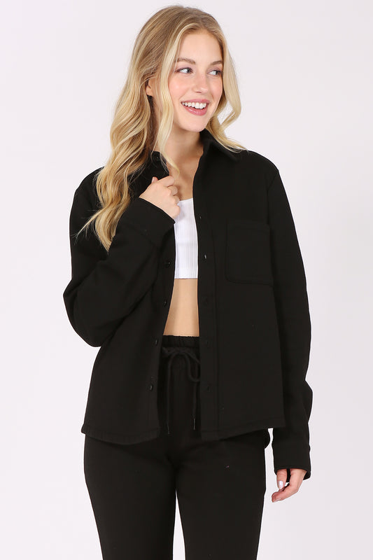 Long Sleeve Button Down Fleece Jacket