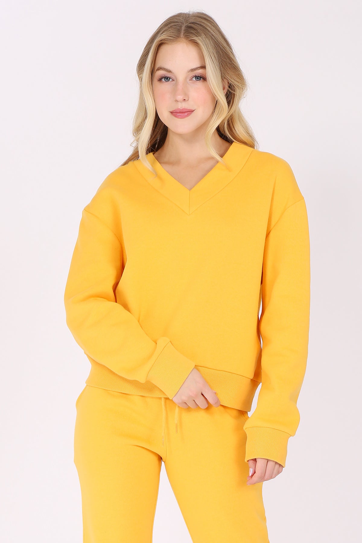 V Neck Fleece Sweatshirt