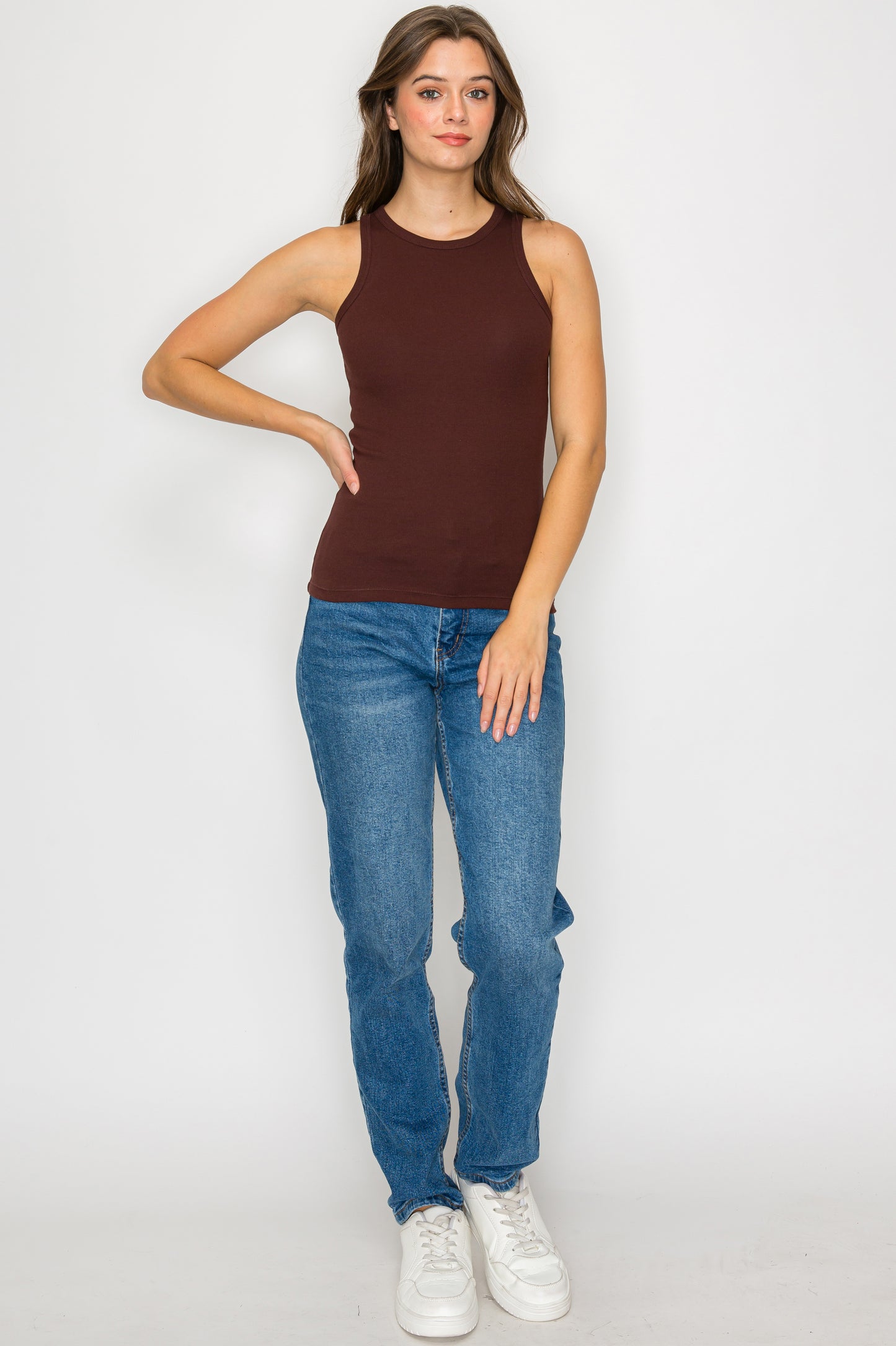 High Neck Ribbed Tank Top