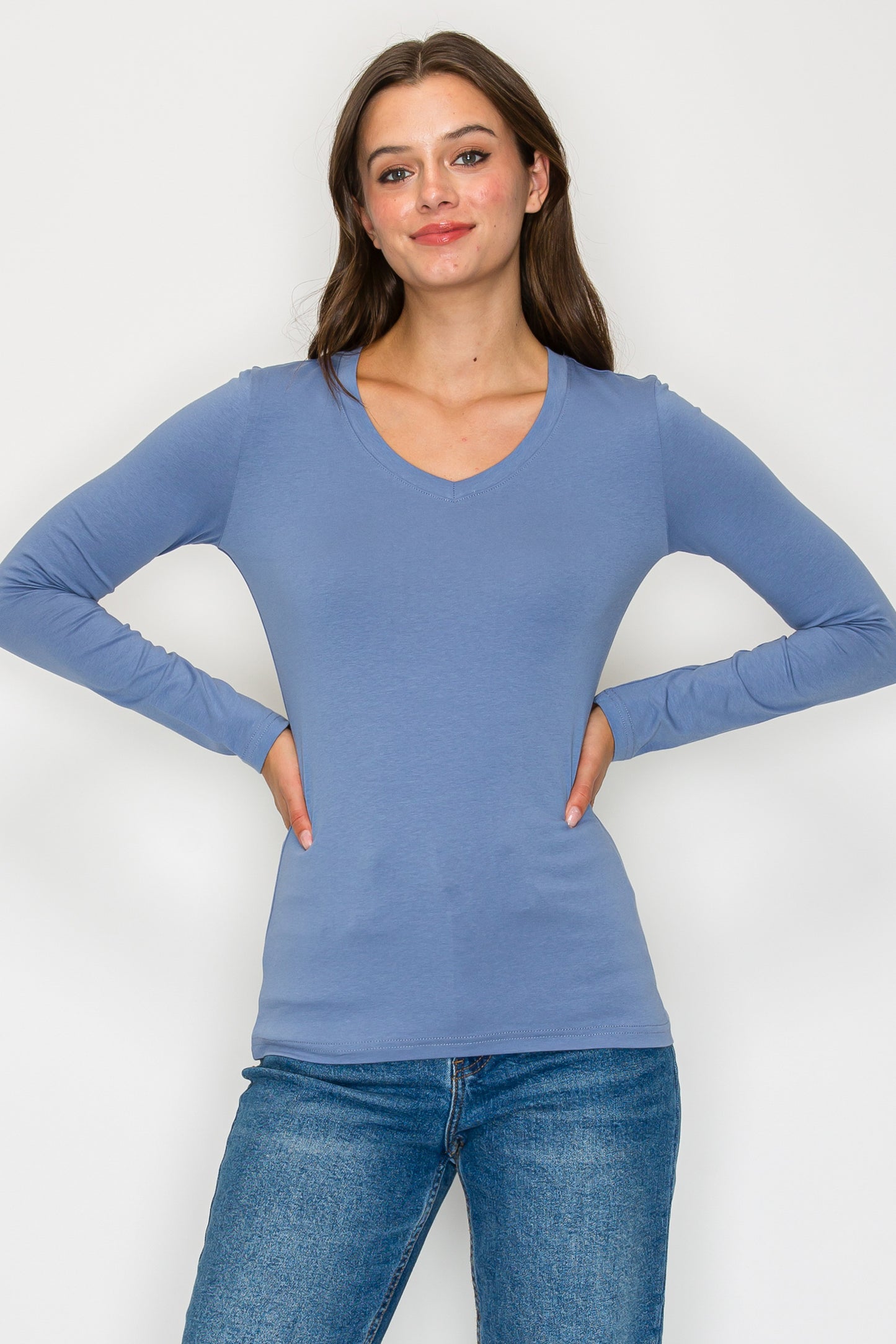 Basic Long Sleeve V-Neck Tee
