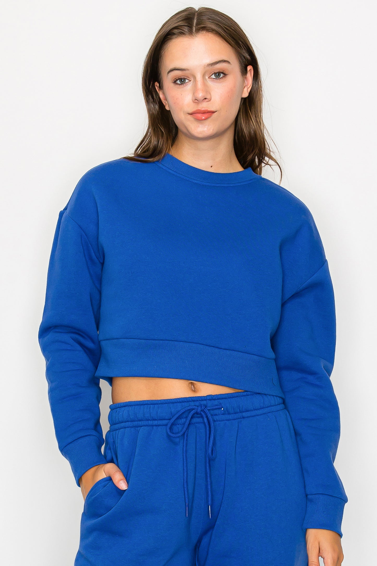 Cropped Fleece Crewneck Sweatshirt
