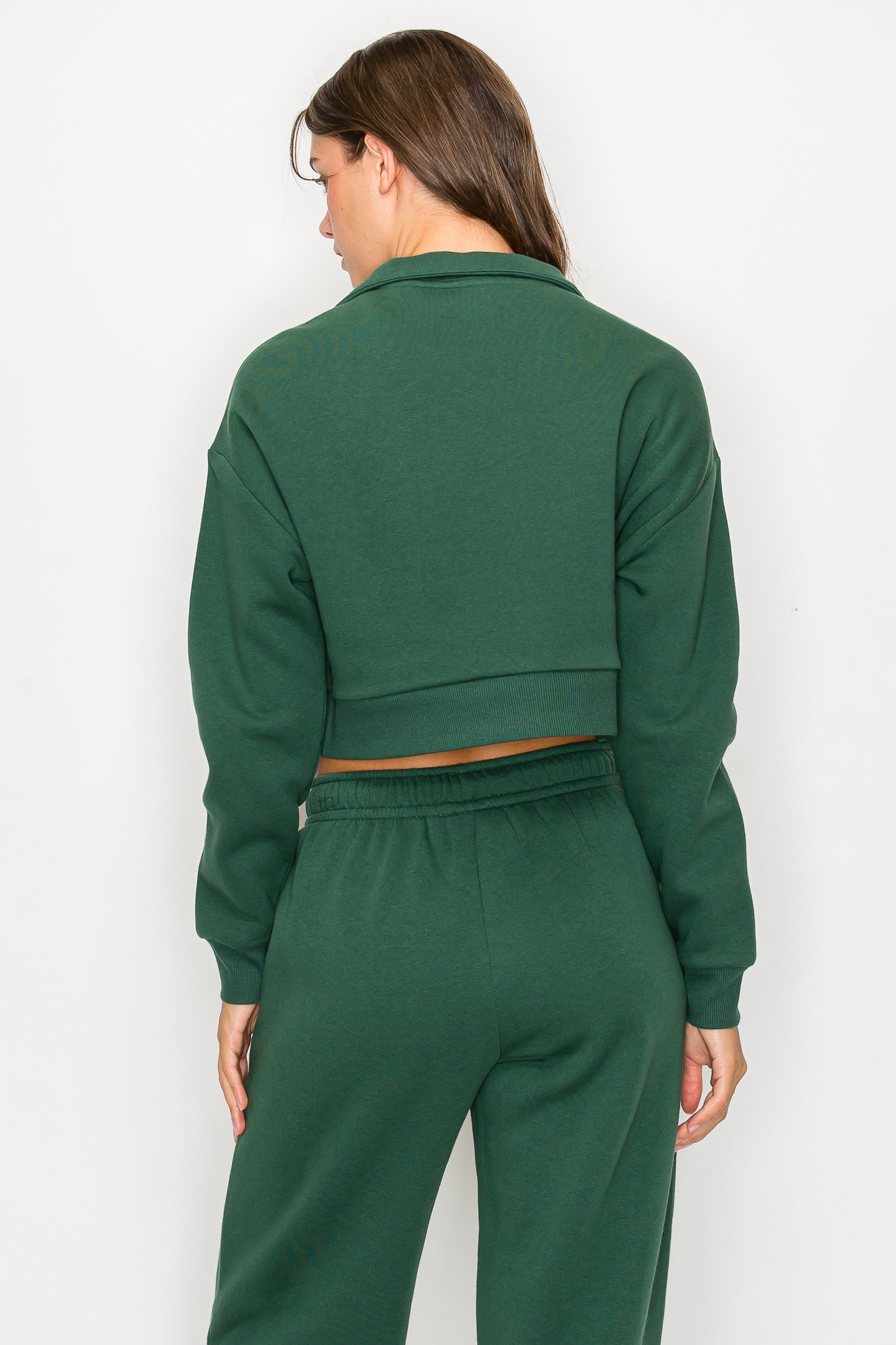 Cropped Half Zip Fleece Sweatshirt
