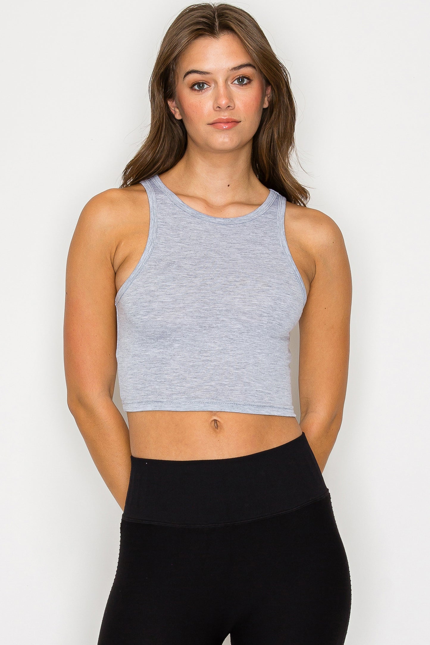High Neck Sleeveless Crop Tank Top