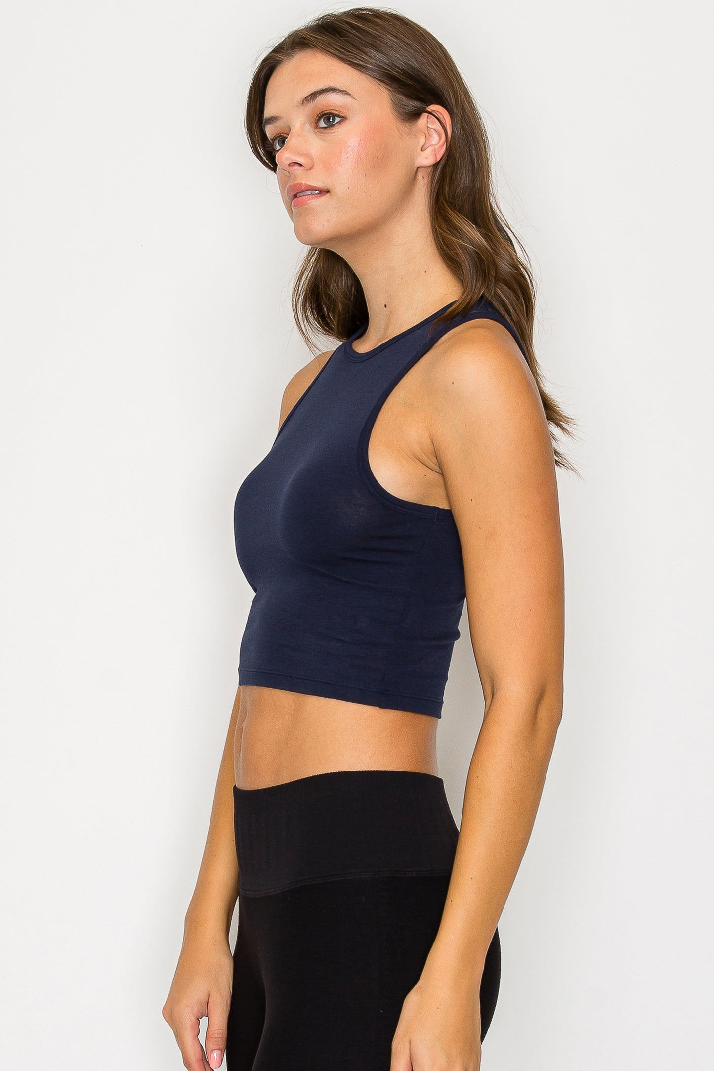 High Neck Sleeveless Crop Tank Top