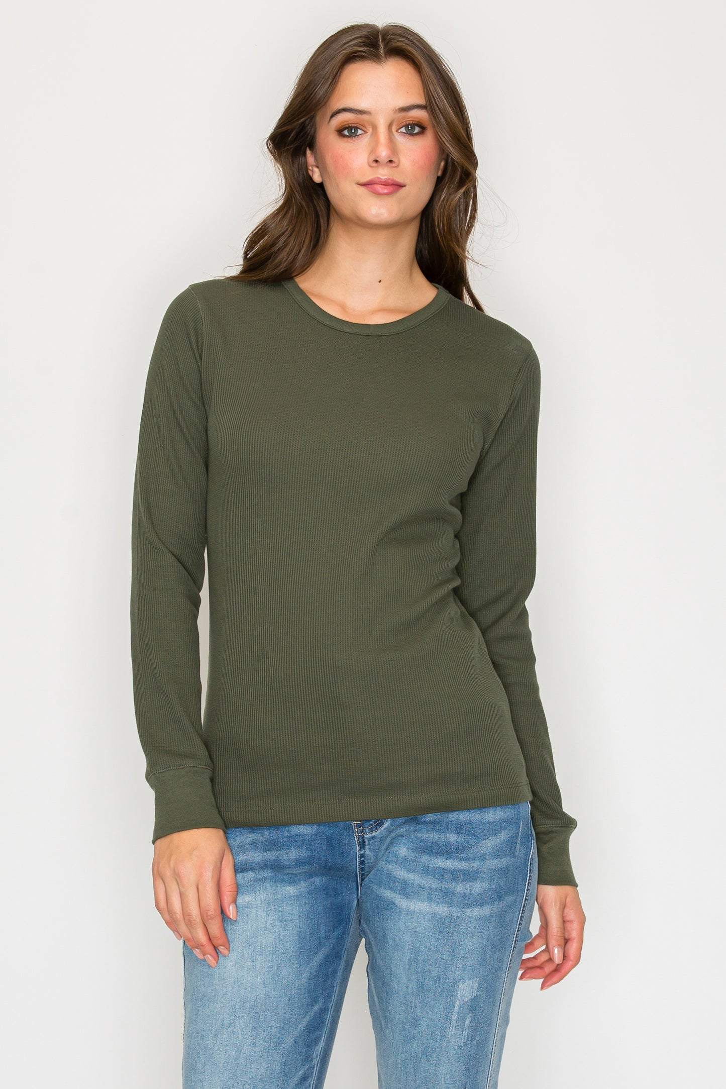 Long Sleeve Round Neck Thermal Top (Plus Size)