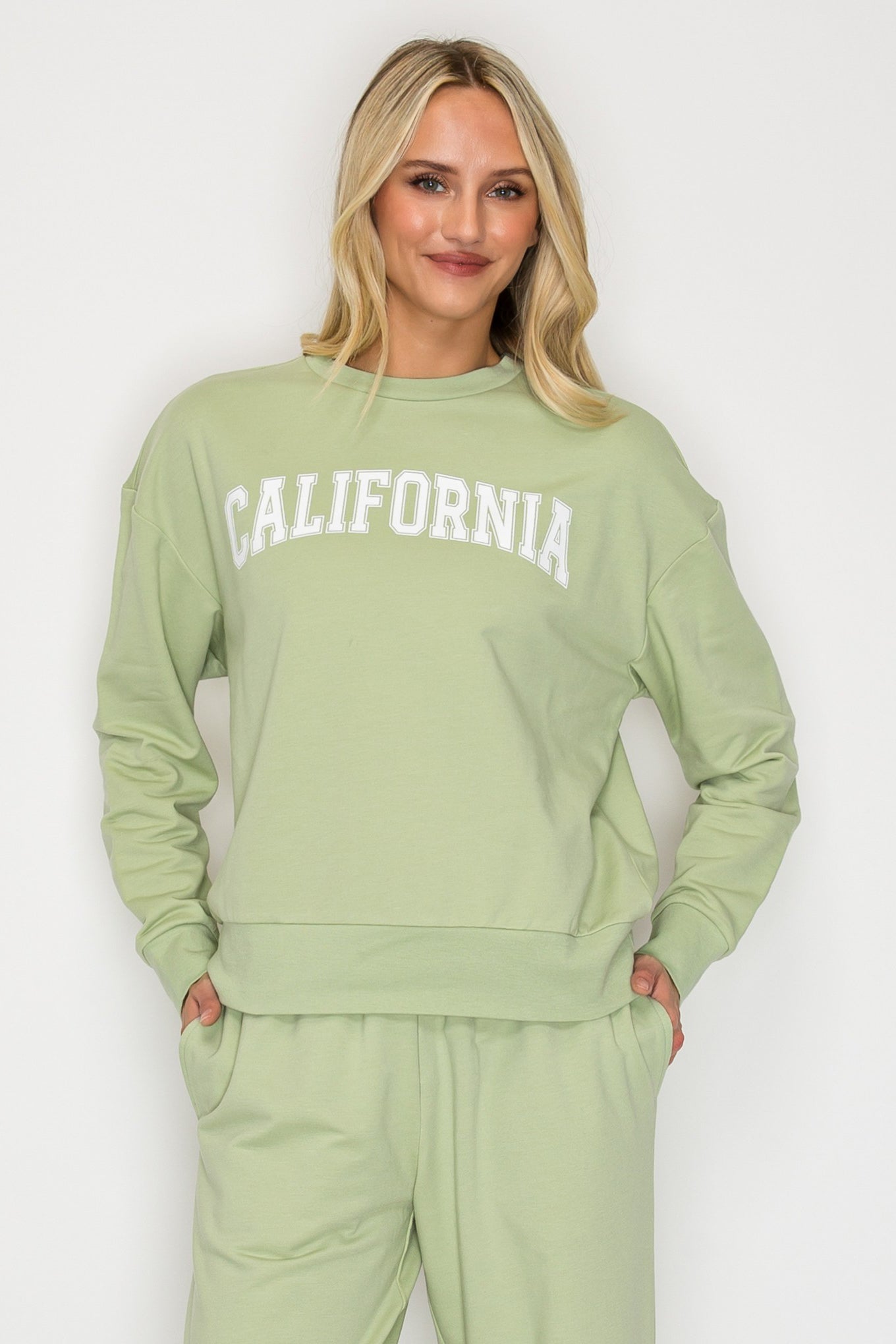French Terry Crewneck Sweatshirt w/ California Print