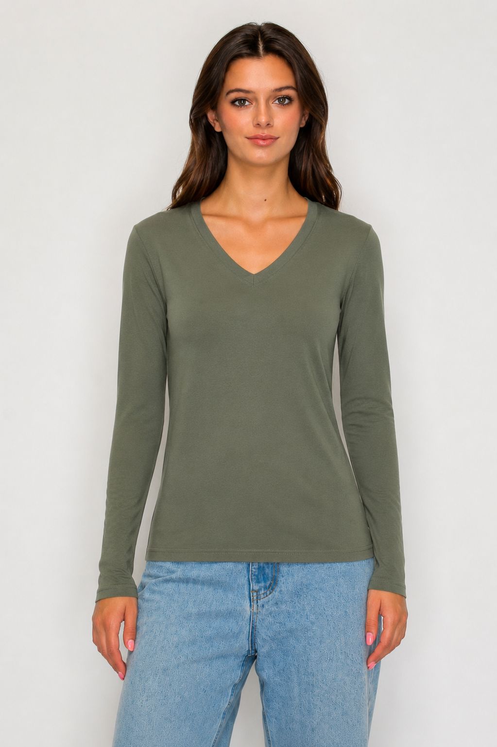 Basic Long Sleeve V-Neck Tee