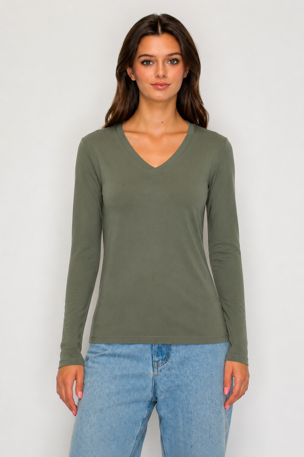 Basic Long Sleeve V-Neck Tee