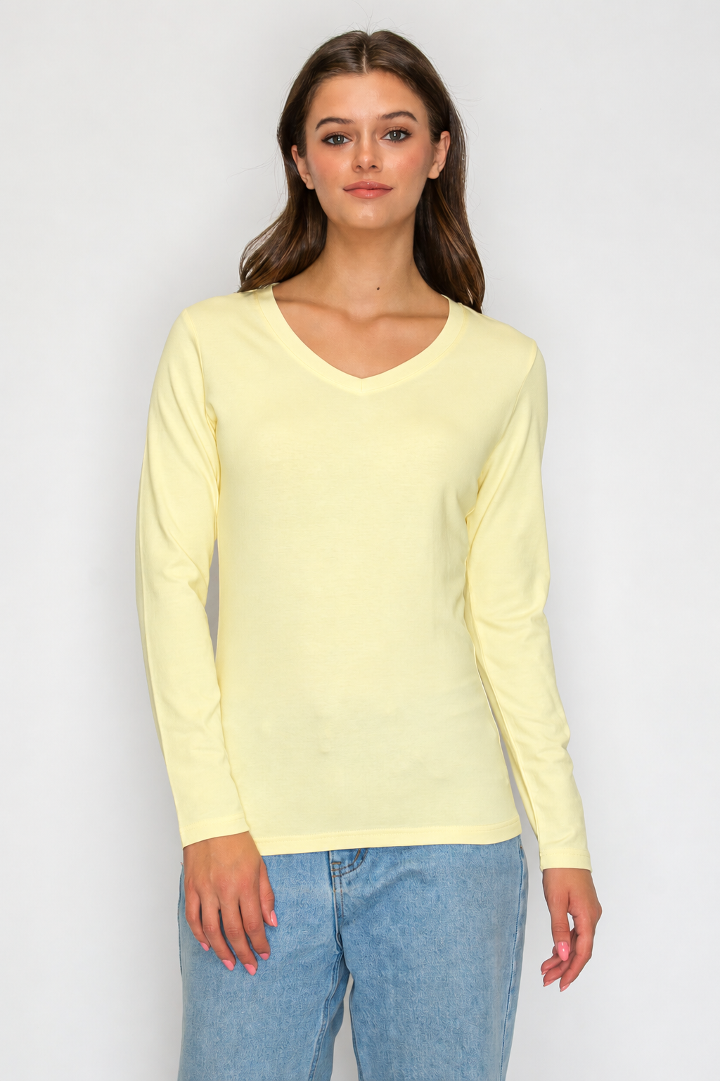 Basic Long Sleeve V-Neck Tee