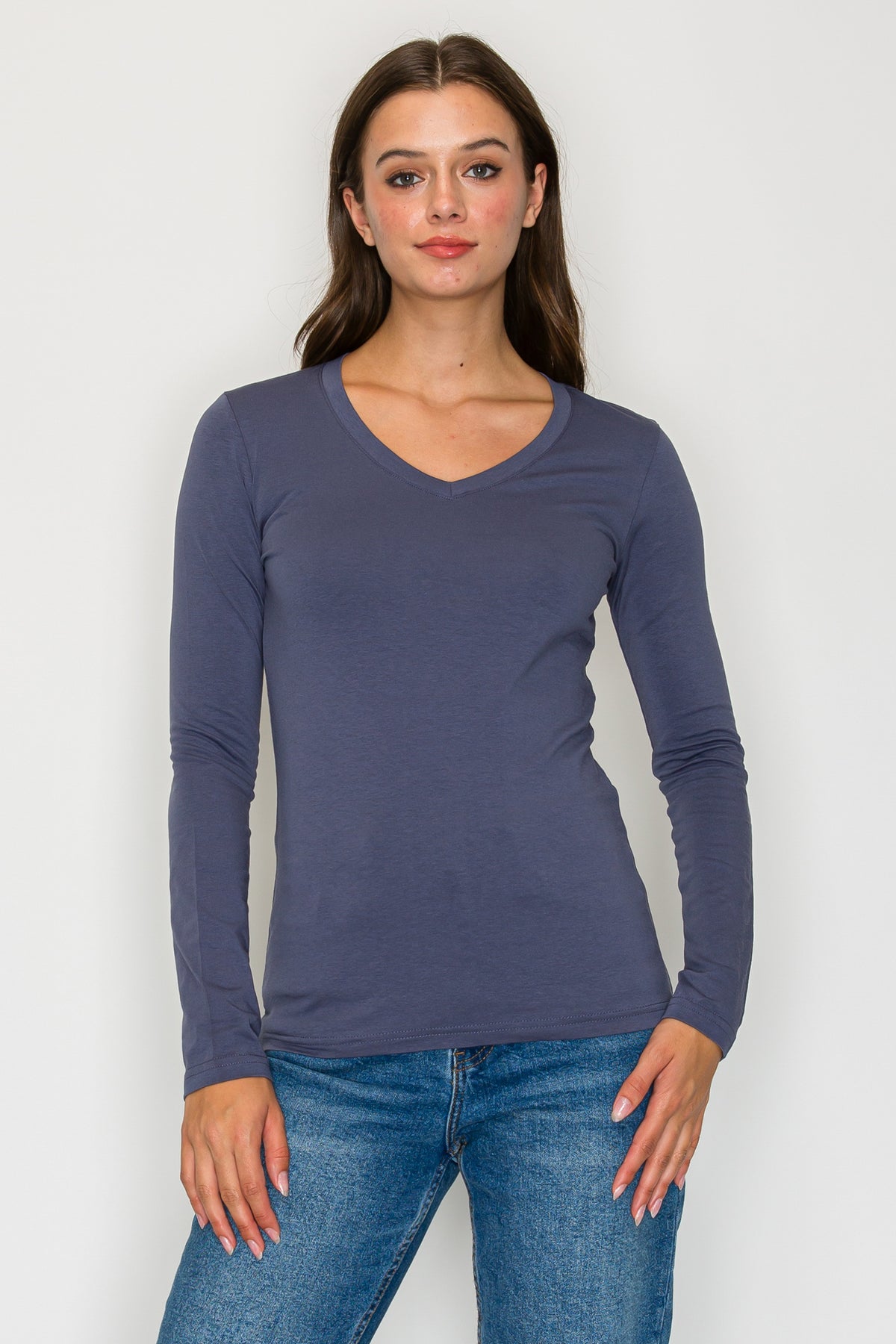 Basic Long Sleeve V-Neck Tee