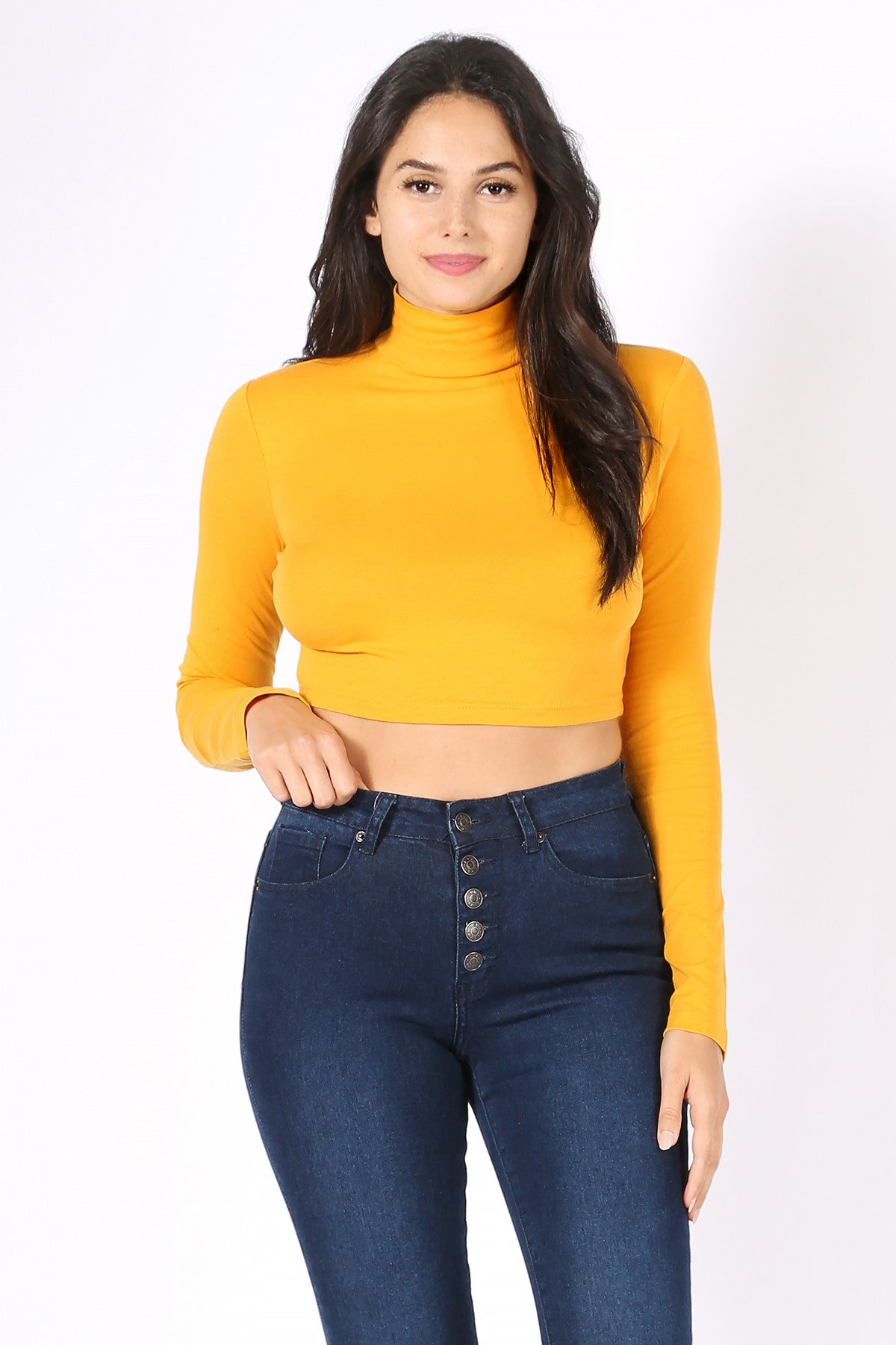 Long Sleeve Cropped Turtle Neck T-Shirt – Rosio