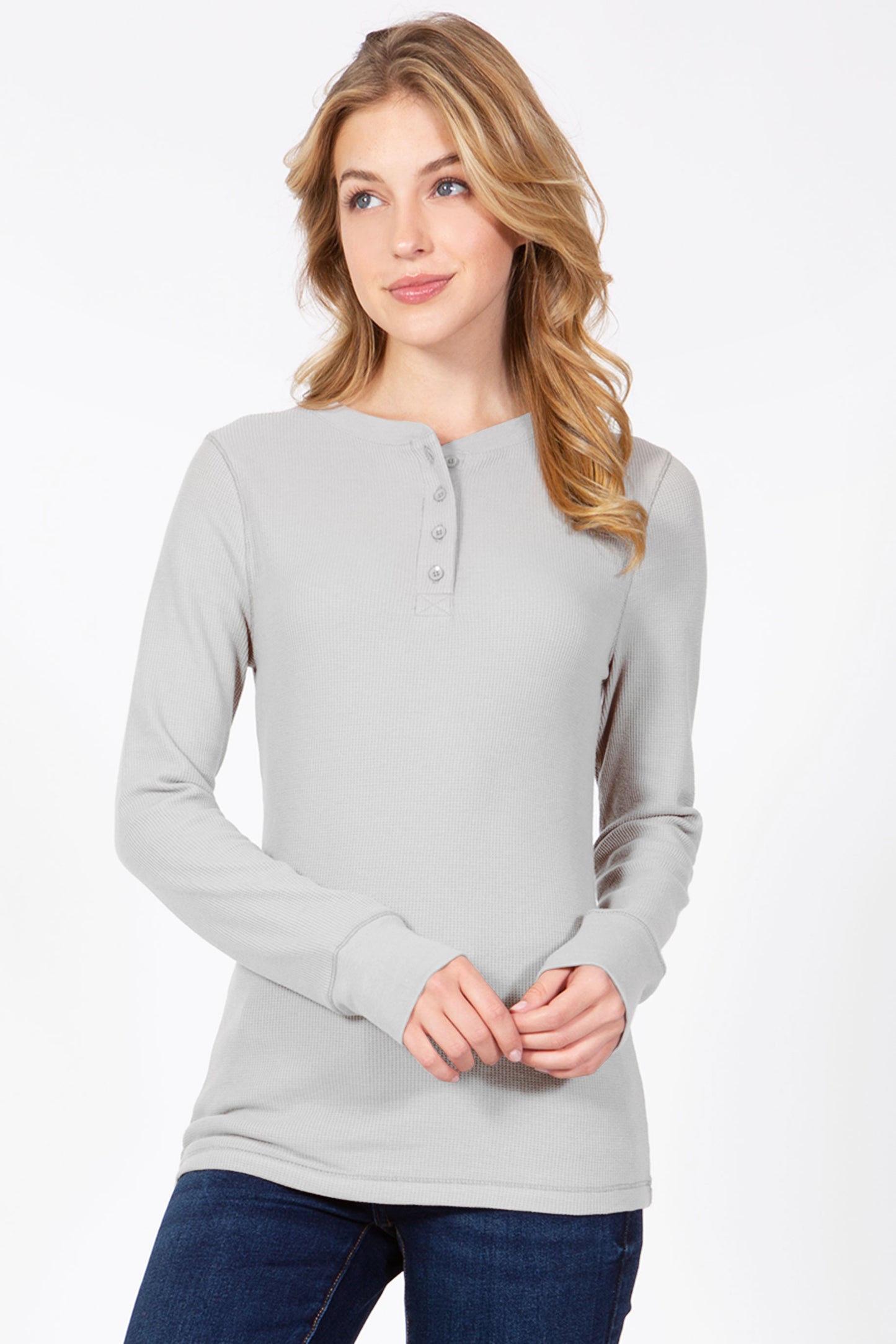 Long Sleeve Henley Neck Thermal Top