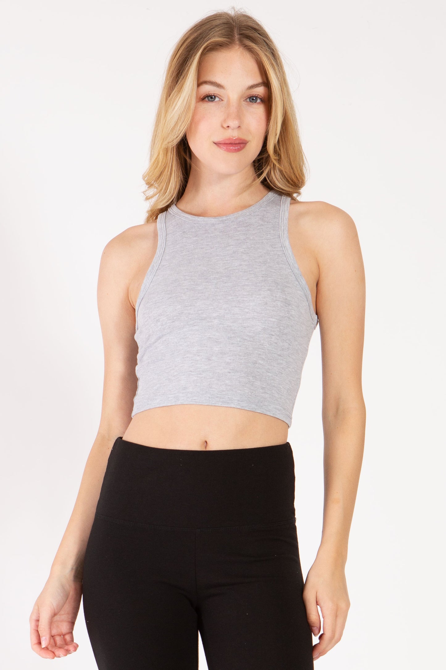 High Neck Sleeveless Crop Tank Top