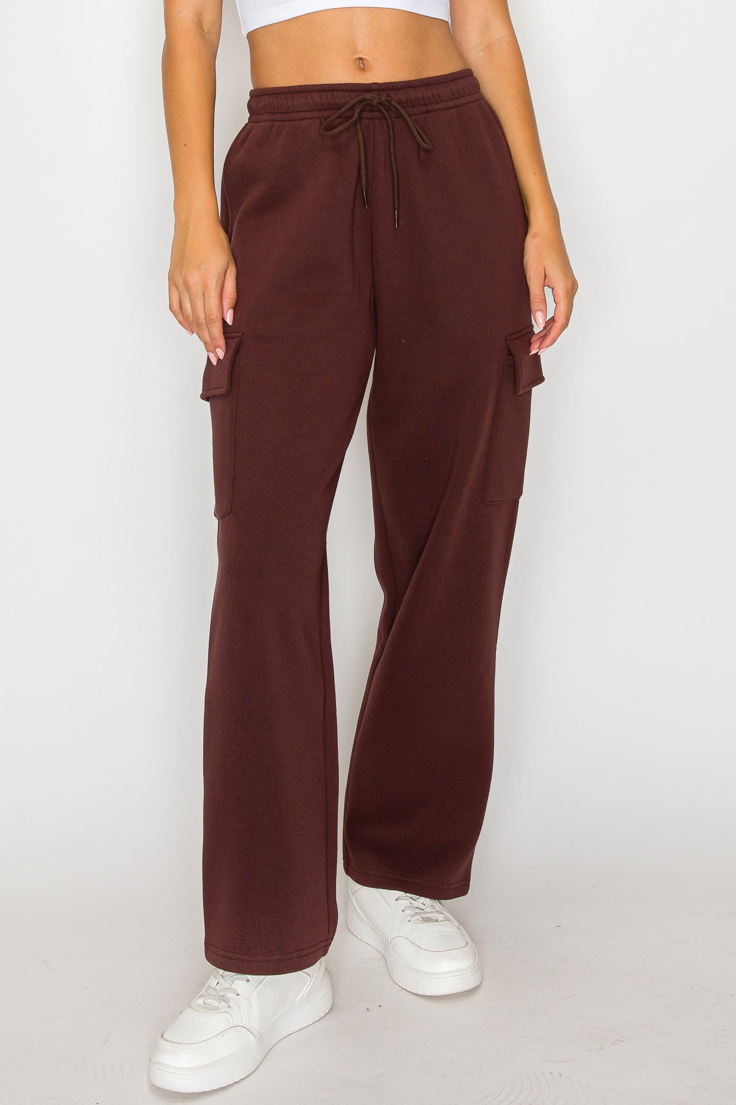 Straight Leg Fleece Cargo Sweatpants