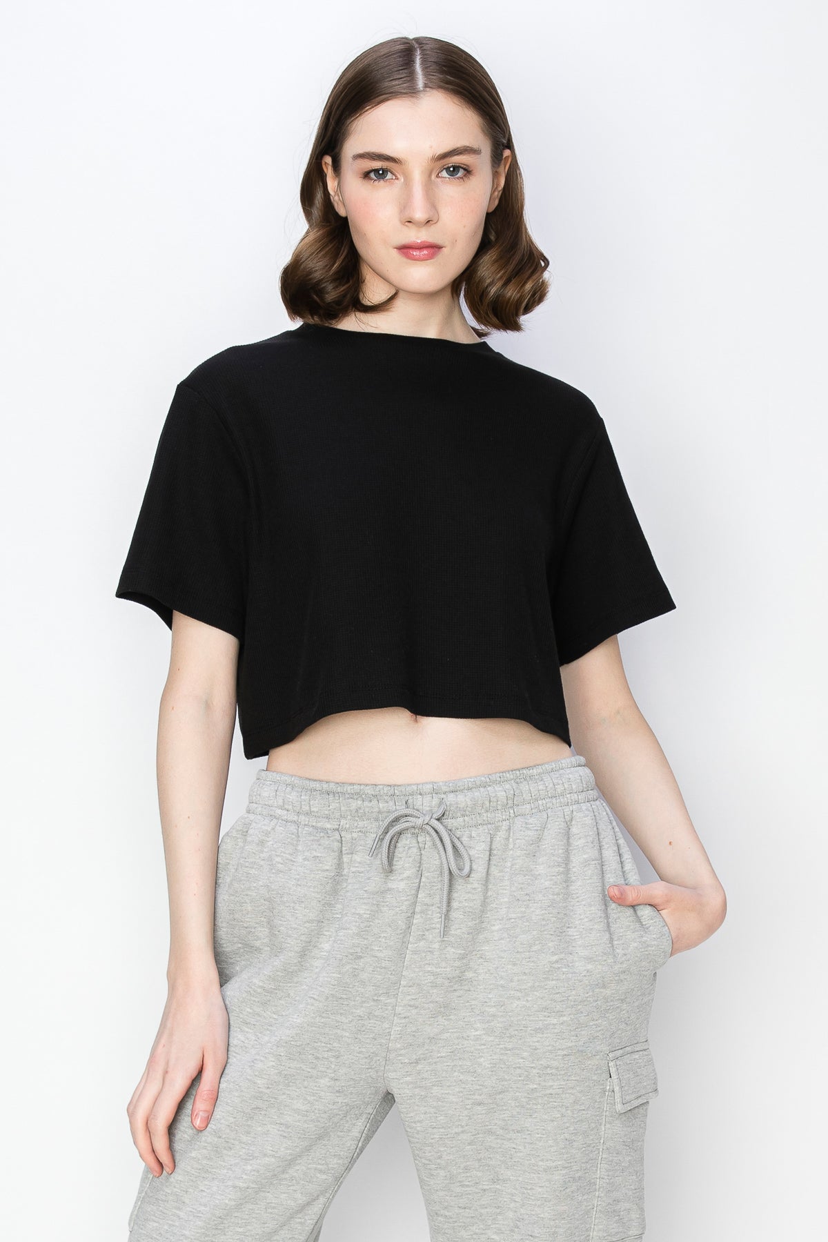 Cropped Oversized Thermal Top
