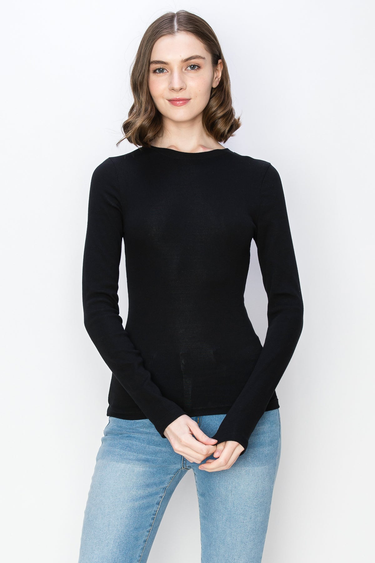 Long Sleeve Mini Rib T Shirt