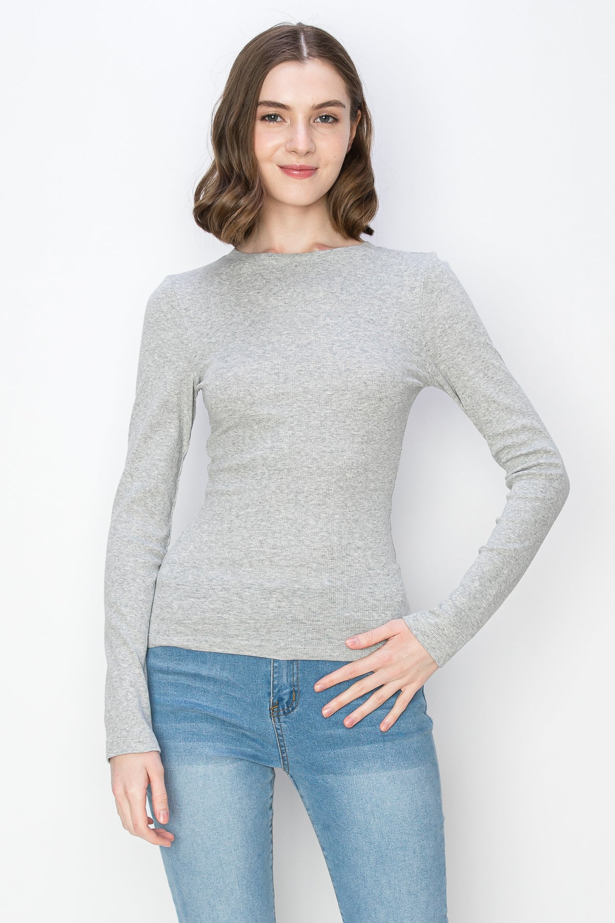 Long Sleeve Mini Rib T Shirt