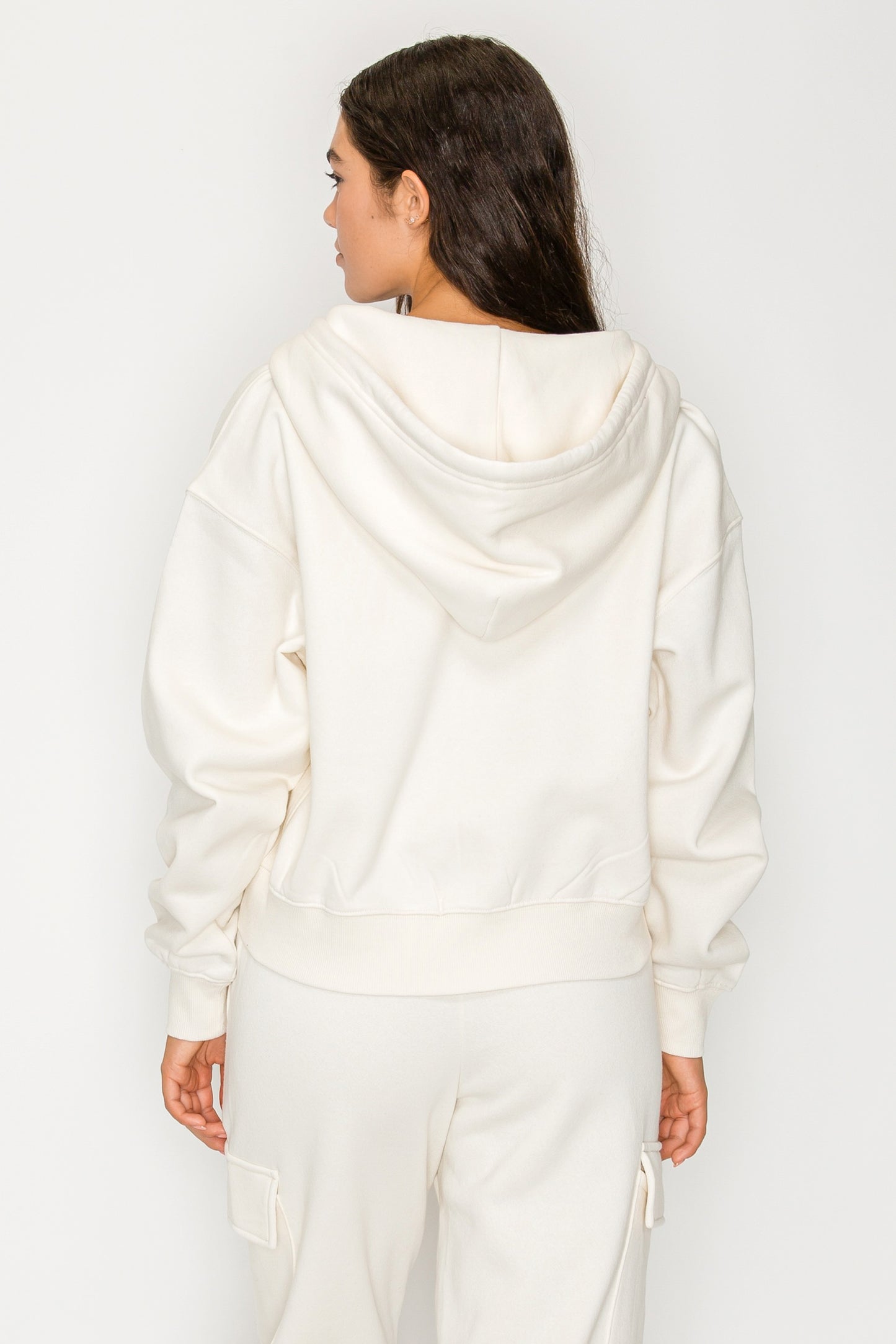 Boxy Zip Up Fleece Hoodie