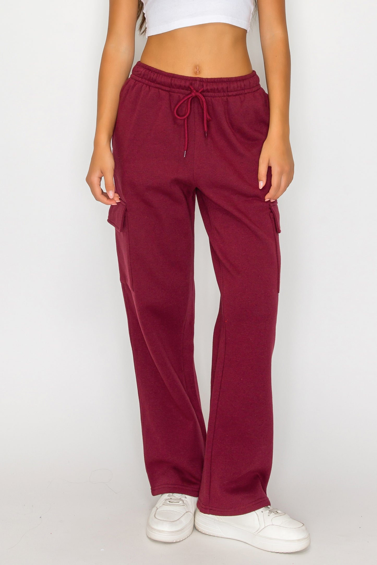 Straight Leg Fleece Cargo Sweatpants