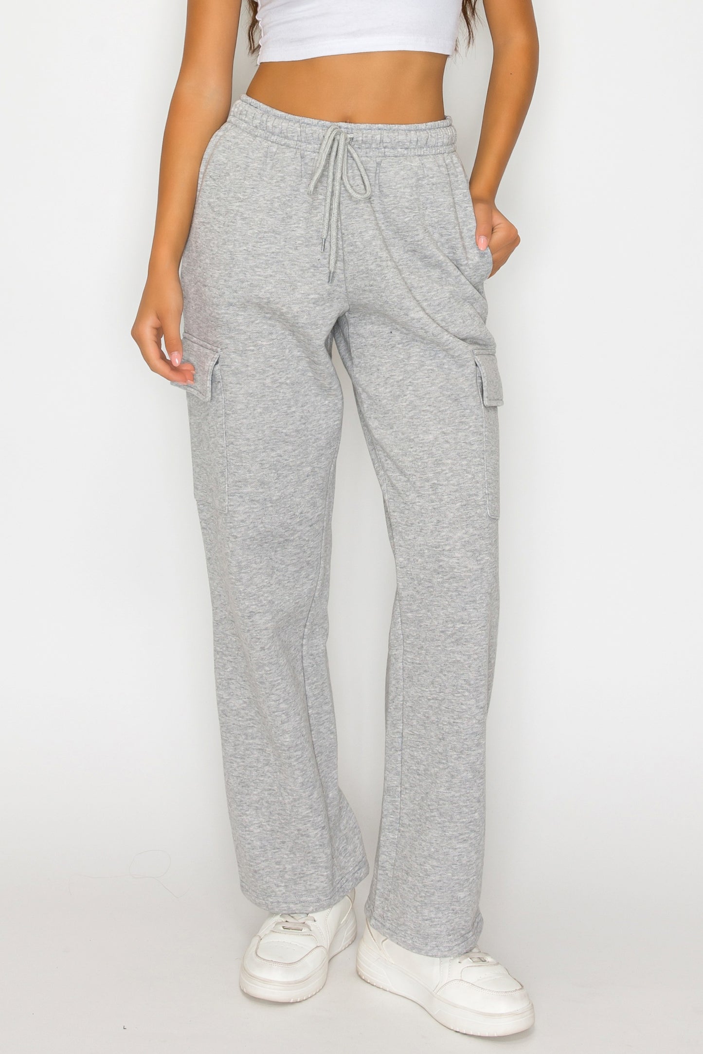 Straight Leg Fleece Cargo Sweatpants