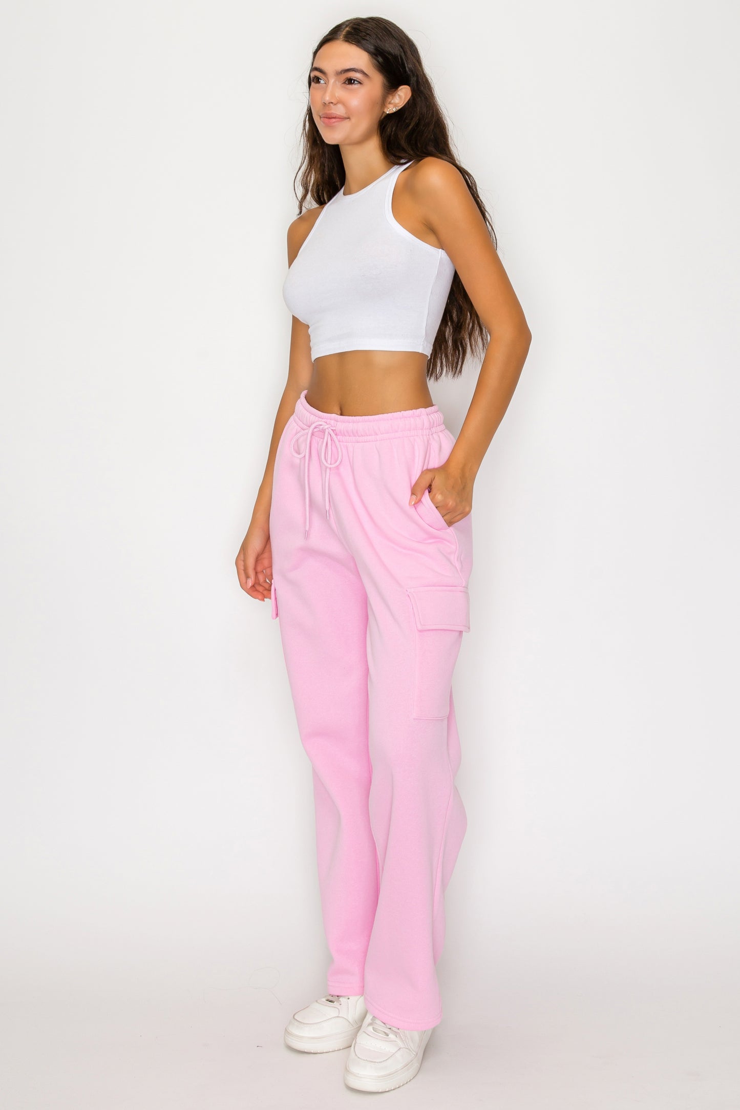 Straight Leg Fleece Cargo Sweatpants