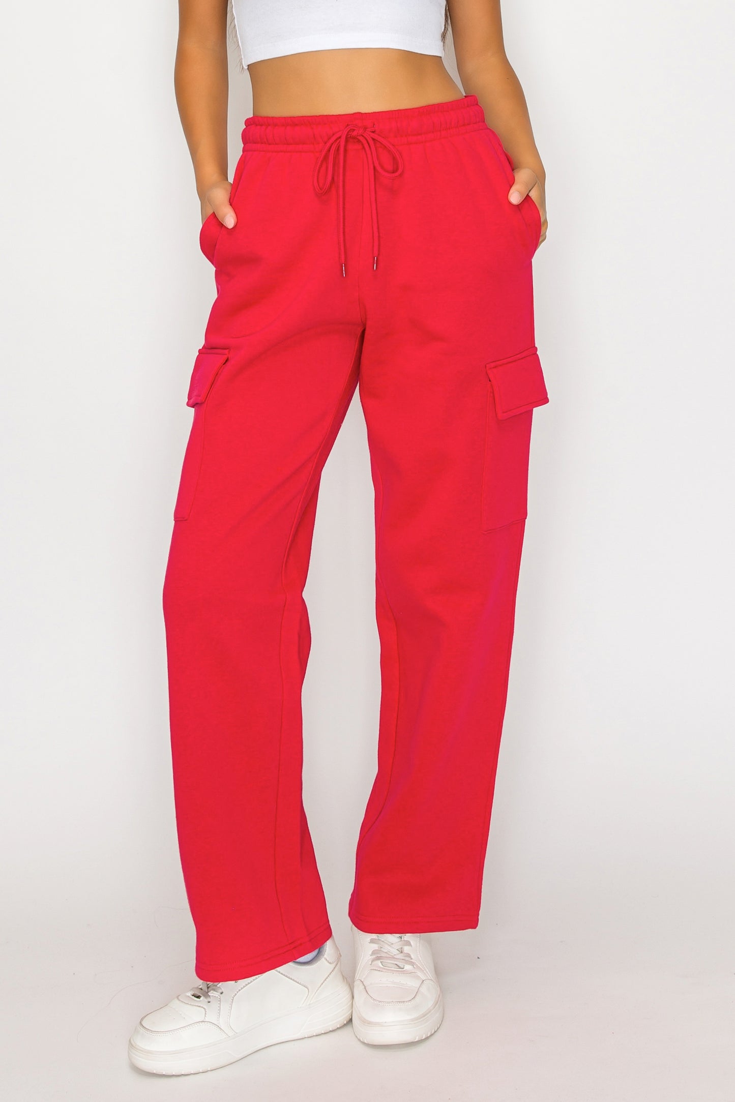 Straight Leg Fleece Cargo Sweatpants