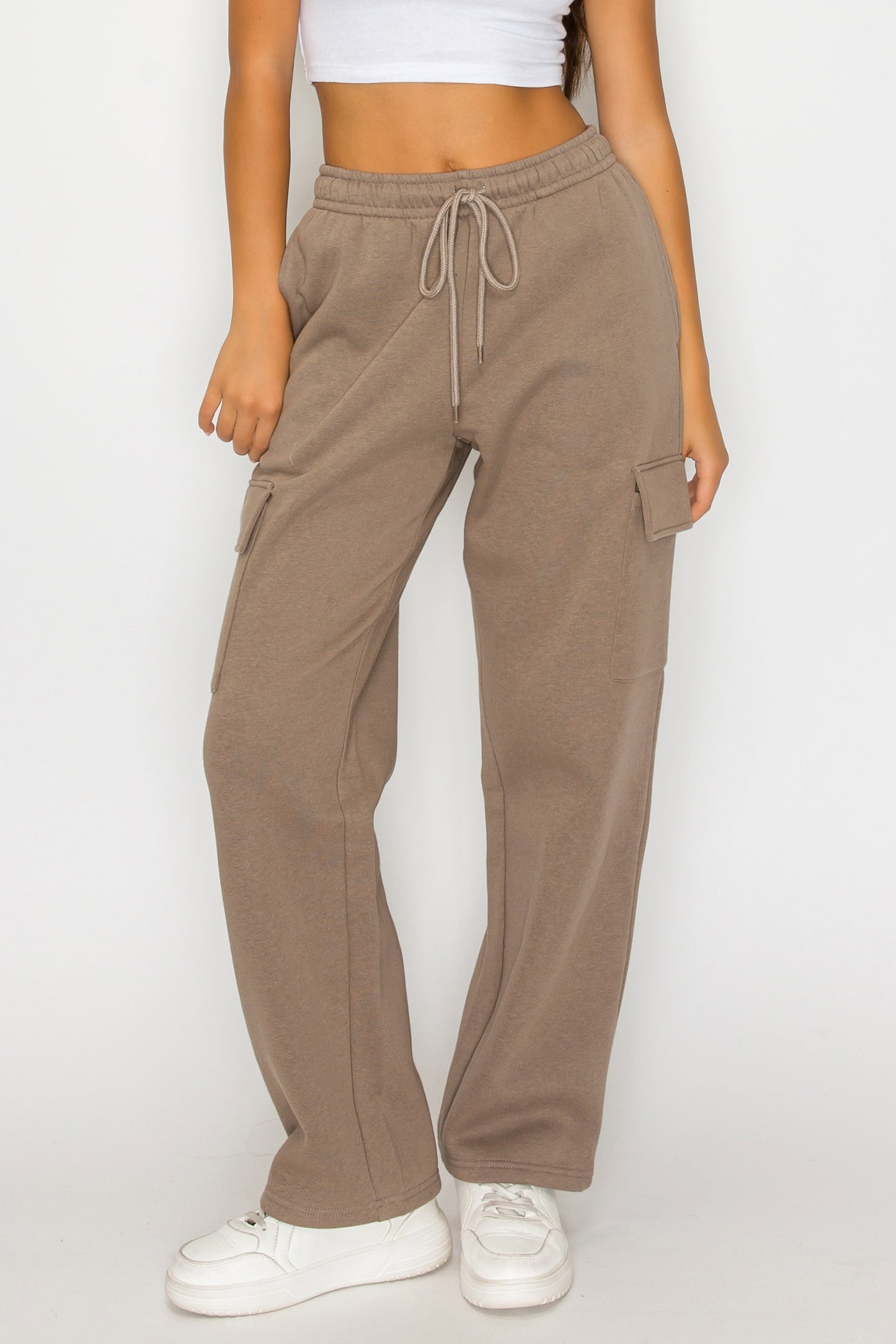 Straight Leg Fleece Cargo Sweatpants