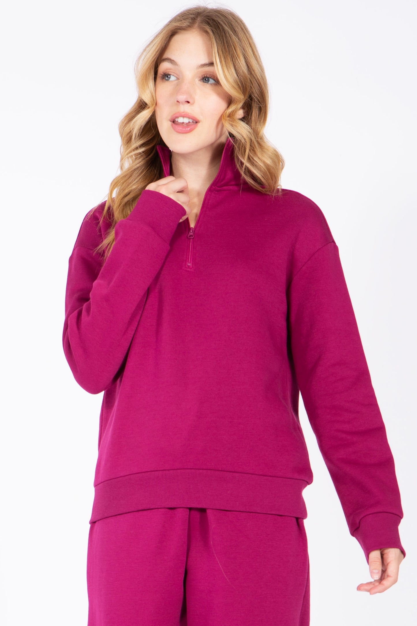 Quarter-Zip Fleece Pullover Sweatshirt