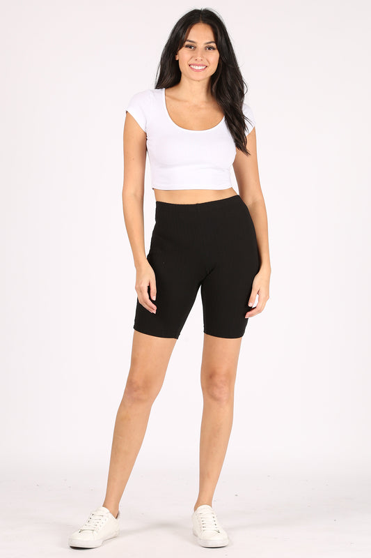 High-Waisted Ribbed Biker Shorts