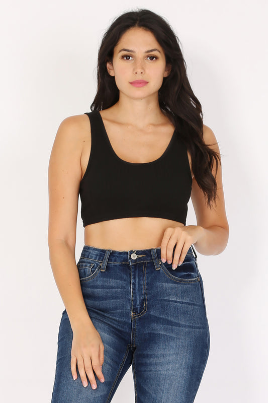 Variegated Rib Crop Bra Tank Top